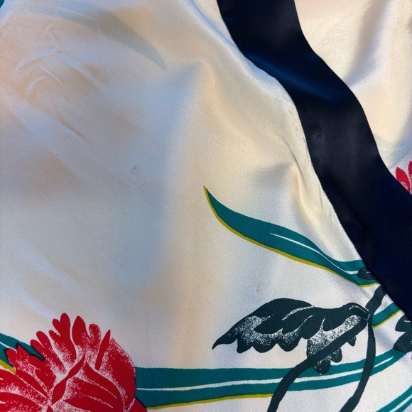 Diane von Furstenberg Silk Ivory Magenta Teal Navy Bohemian Floral Wrap Blouse S - Picture 14 of 15